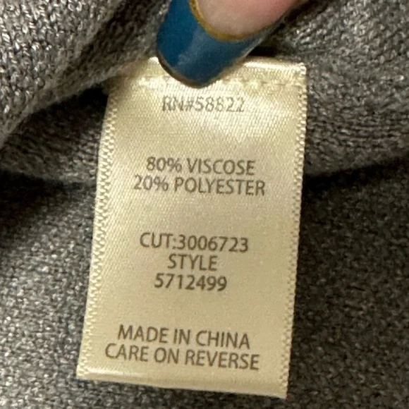 Max Studio Gray Crewneck Sweater with White Trim - Picture 3 of 6